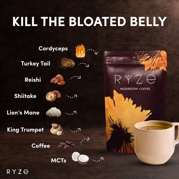 Organic RYZE Mushroom Coffee  -  Pack of 2, 30 Servings Per Pack Free Shipping, Fast Delivery