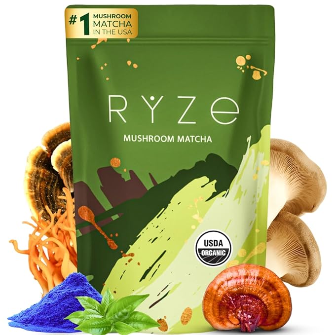 Ryze Organic Mushroom Matcha - 30 Servings Free shipping Fast delivery