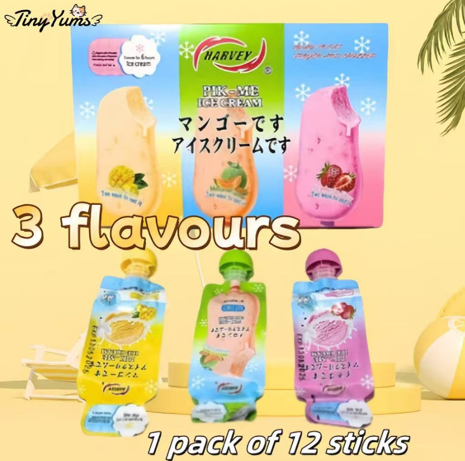 Pick Me Cream Iced Jelly Pudding Mango Melon Strawberry 3 Flavor Sweet Snack Dessert For Hot Days